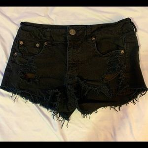 black distressed denim shorts
